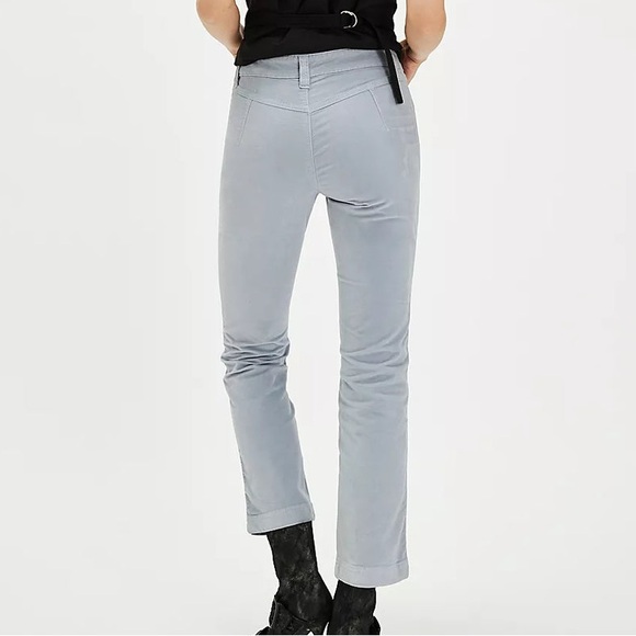 NWT Free People High Time Velvet Kick Flare Pearl Blue Gray Pants Size 10 - Picture 4 of 14